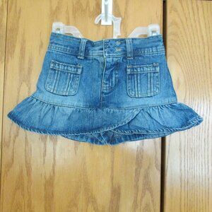 FADED GLORY GIRL'S SIZE 4 SKORTS BLUE SLUB DENIM RUFFLED SHORT SKIRT
